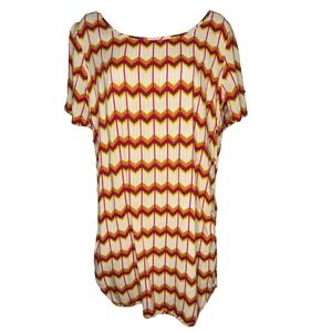 WOMENS ROXY LIGHTWEIGHT SHORT SLEEVE RED CREAM CHEVRON AZTEC T-SHIRT DRESS SMALL
